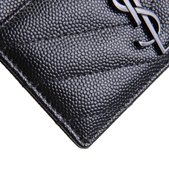 SAINT LAURENT Metalasse Cassandre Card Holder - Black