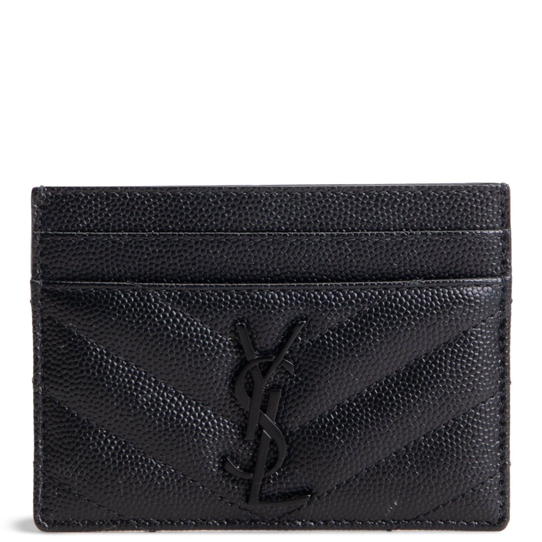 SAINT LAURENT Metalasse Cassandre Card Holder - Black