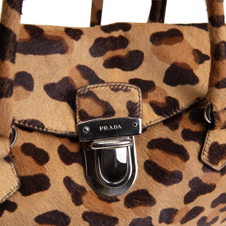 PRADA Cavallino Easy Bag - Leopard Pony Hair OUTLET FINAL SALE