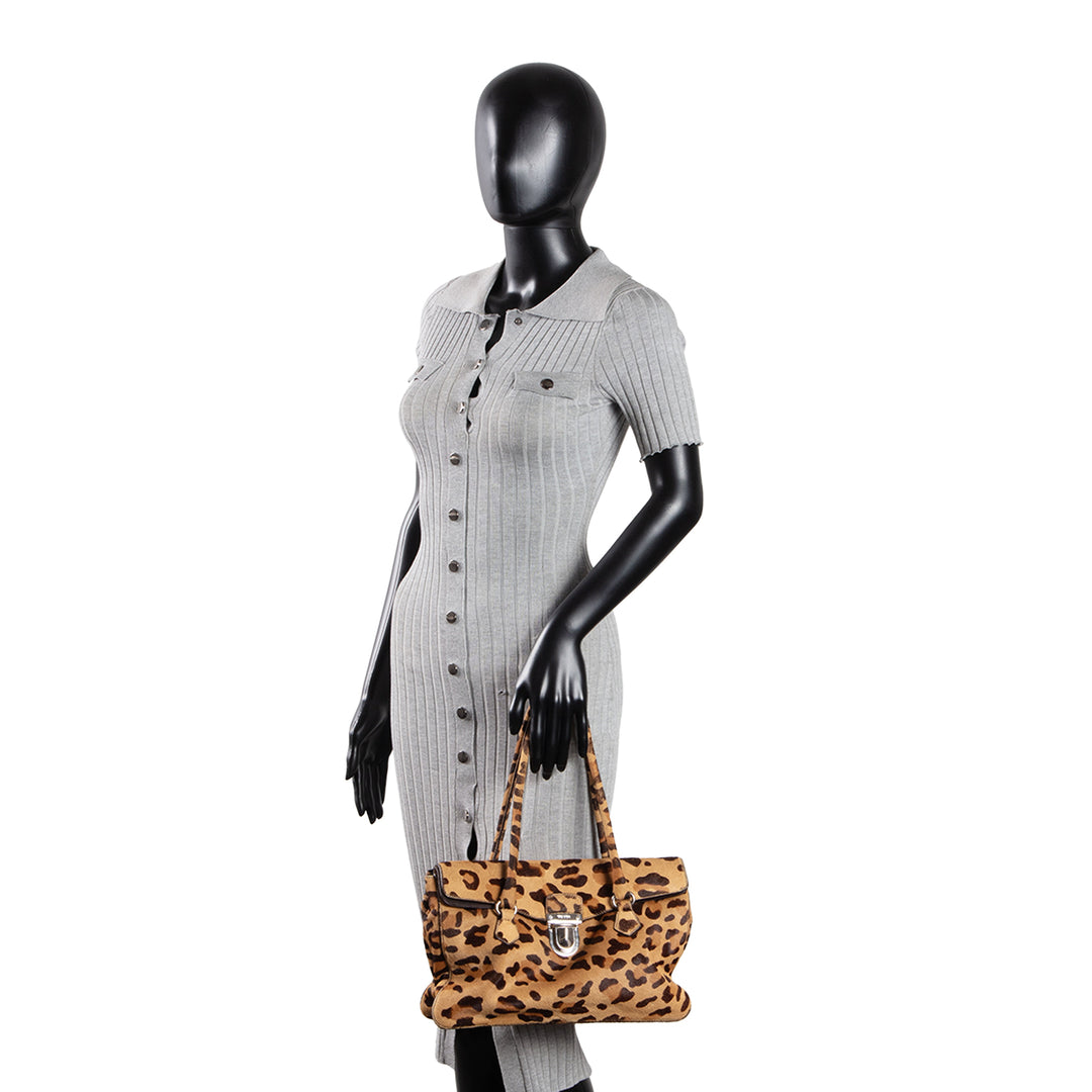 PRADA Cavallino Easy Bag - Leopard Pony Hair OUTLET FINAL SALE