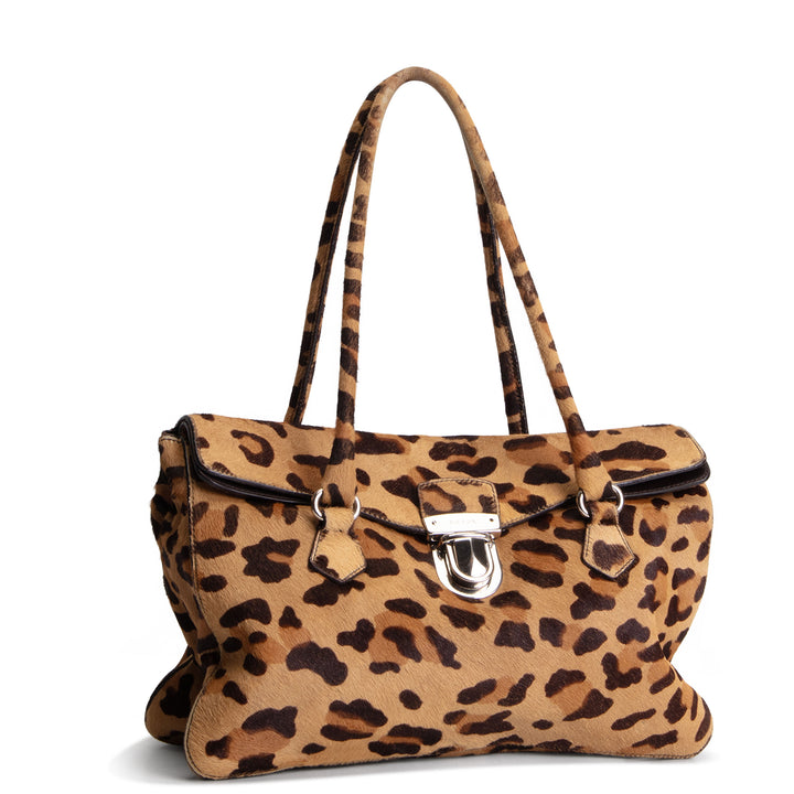 PRADA Cavallino Easy Bag - Leopard Pony Hair OUTLET FINAL SALE