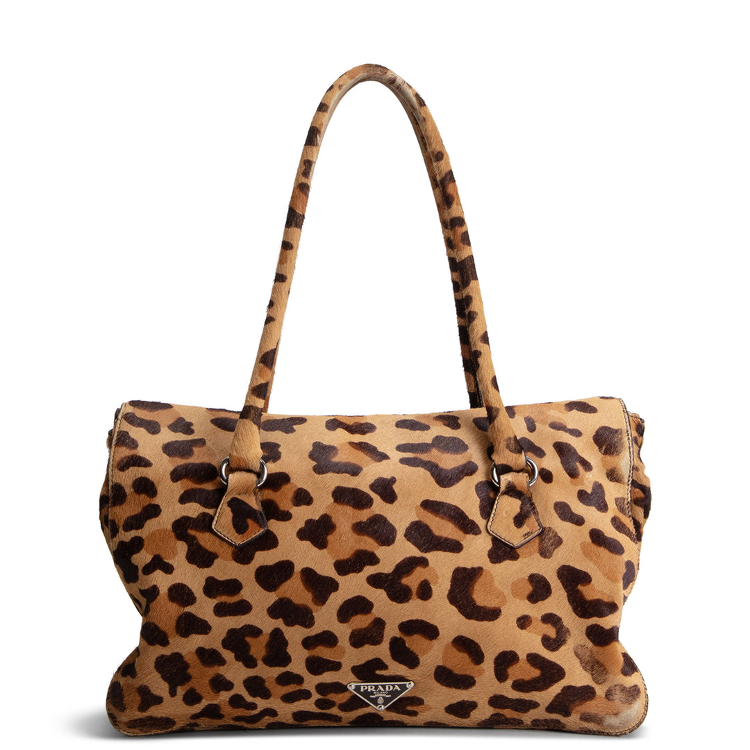 PRADA Cavallino Easy Bag - Leopard Pony Hair OUTLET FINAL SALE