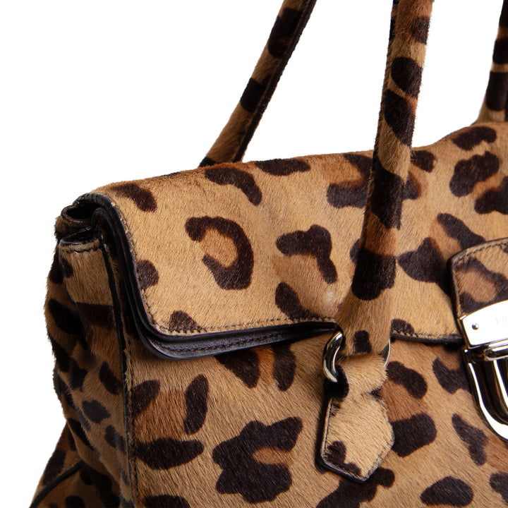 PRADA Cavallino Easy Bag - Leopard Pony Hair OUTLET FINAL SALE
