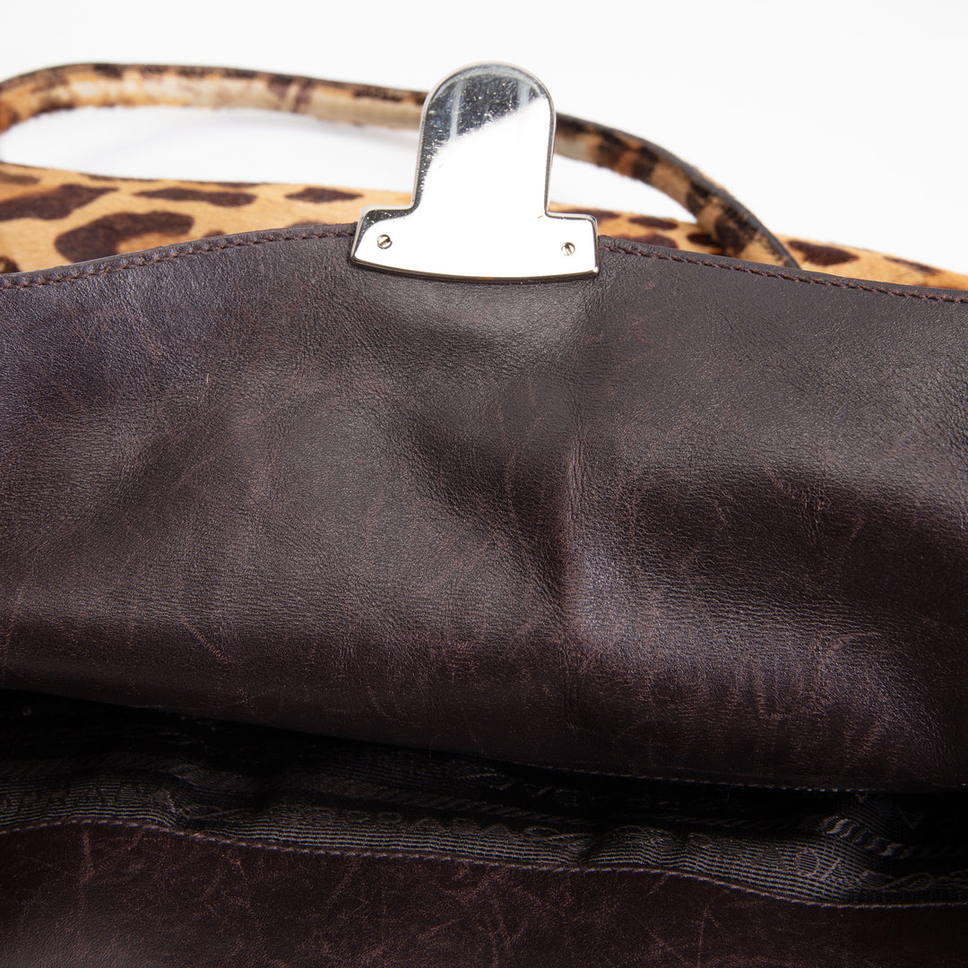 PRADA Cavallino Easy Bag - Leopard Pony Hair OUTLET FINAL SALE