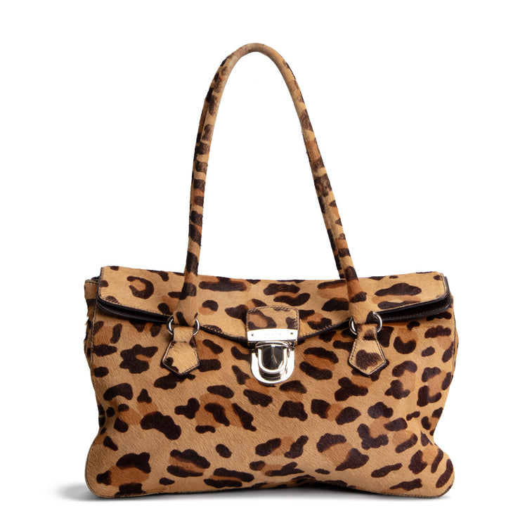 PRADA Cavallino Easy Bag - Leopard Pony Hair OUTLET FINAL SALE