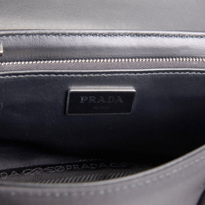 PRADA Tessuto & Spazzolata Buckle Pocket Crossbody - Black