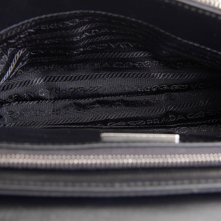 PRADA Tessuto & Spazzolata Buckle Pocket Crossbody - Black