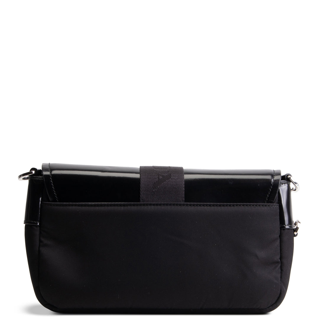 PRADA Tessuto & Spazzolata Buckle Pocket Crossbody - Black
