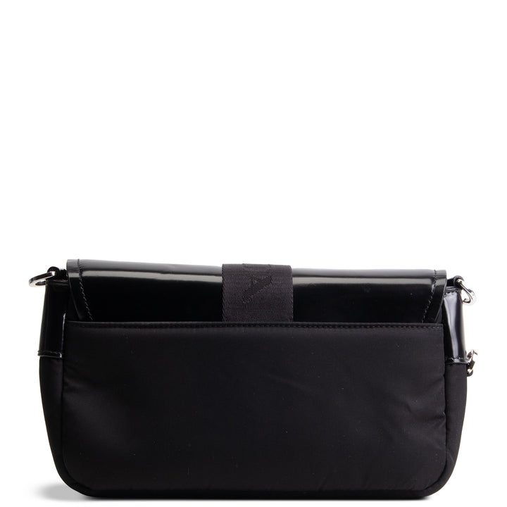 PRADA Tessuto & Spazzolata Buckle Pocket Crossbody - Black