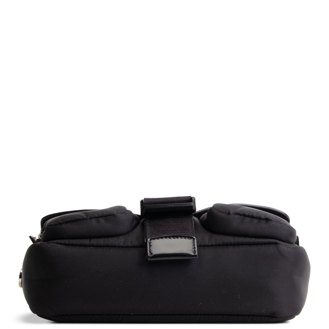 PRADA Tessuto & Spazzolata Buckle Pocket Crossbody - Black