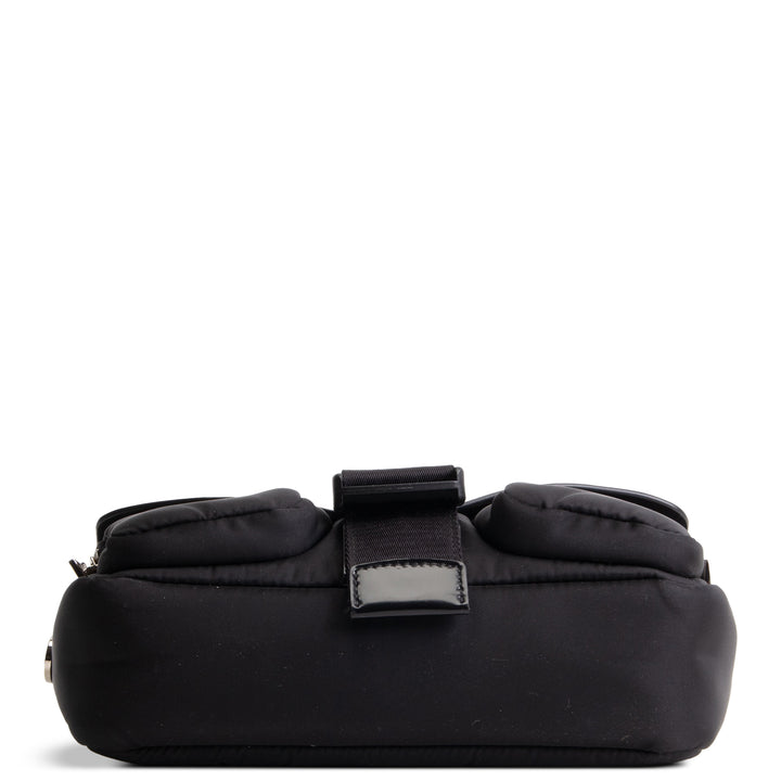 PRADA Tessuto & Spazzolata Buckle Pocket Crossbody - Black