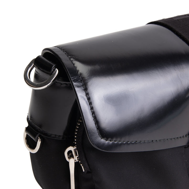 PRADA Tessuto & Spazzolata Buckle Pocket Crossbody - Black