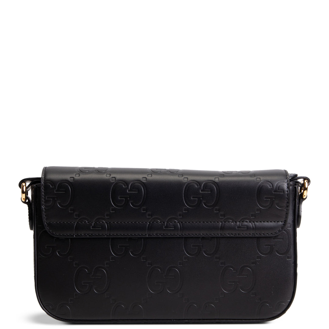 GUCCI Debossed Jumbo GG Gilbert Crossbody - Black