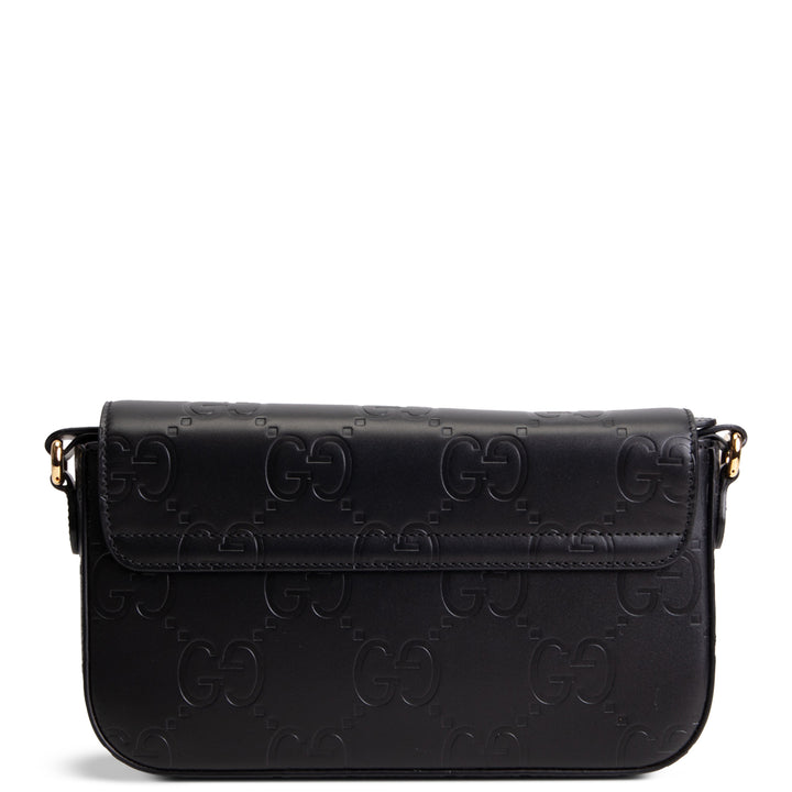 GUCCI Debossed Jumbo GG Gilbert Crossbody - Black