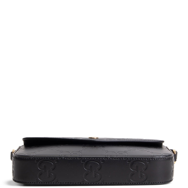 GUCCI Debossed Jumbo GG Gilbert Crossbody - Black