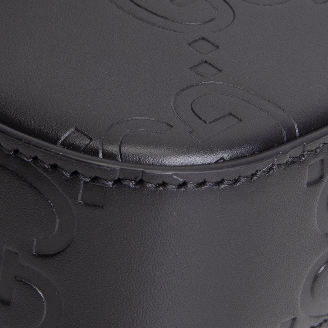 GUCCI Debossed Jumbo GG Gilbert Crossbody - Black