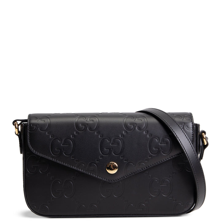 GUCCI Debossed Jumbo GG Gilbert Crossbody - Black