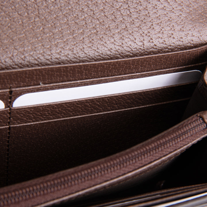 GUCCI GG Supreme Ophidia Wallet Continental Trifold - Brown