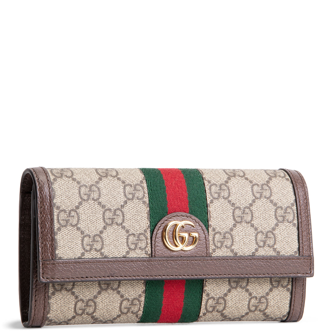 GUCCI GG Supreme Ophidia Wallet Continental Trifold - Brown