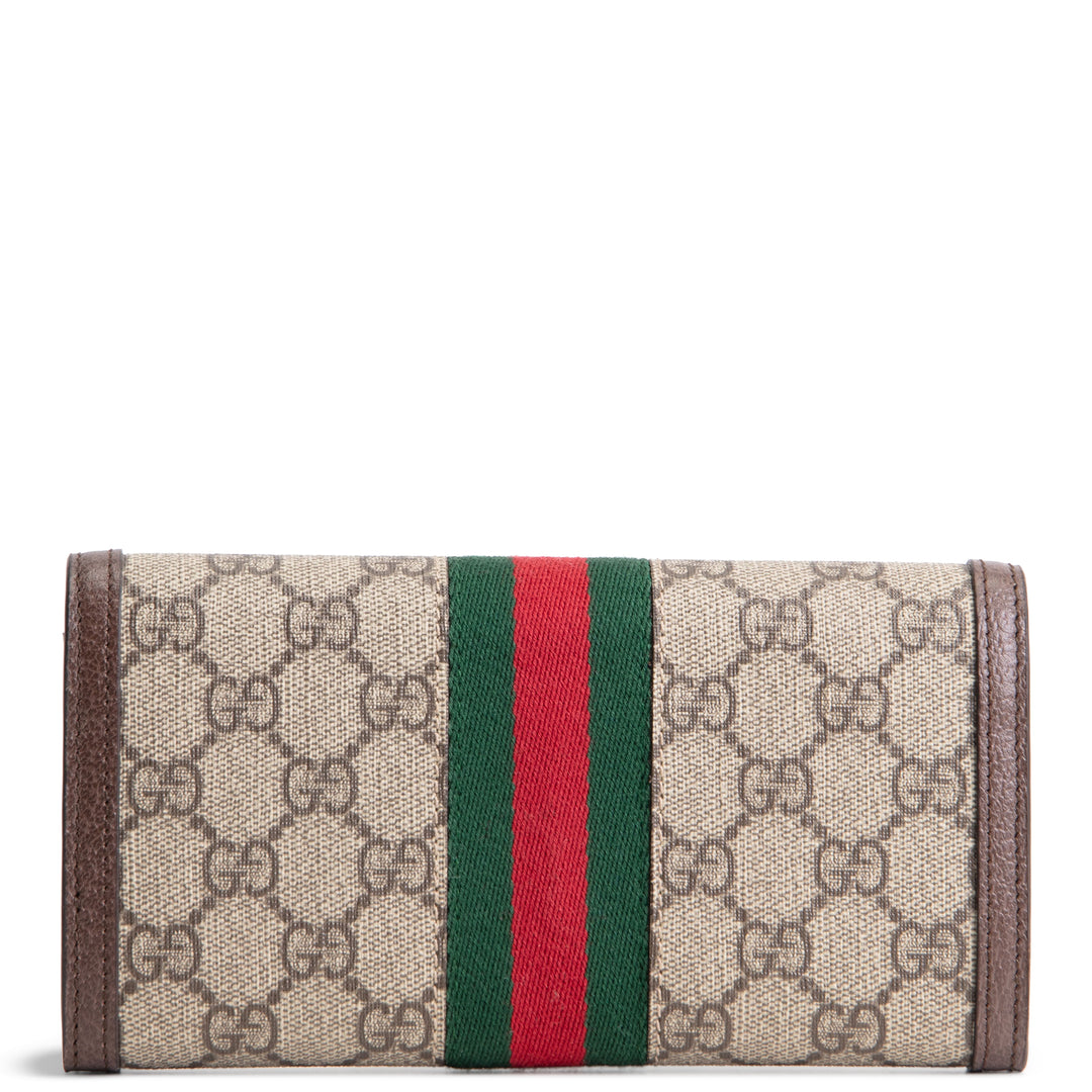 GUCCI GG Supreme Ophidia Wallet Continental Trifold - Brown