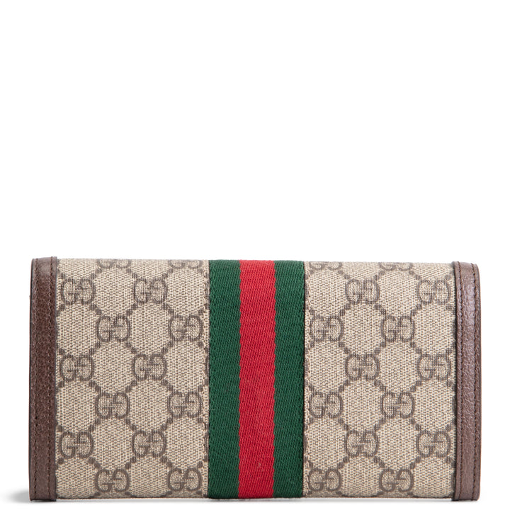 GUCCI GG Supreme Ophidia Wallet Continental Trifold - Brown