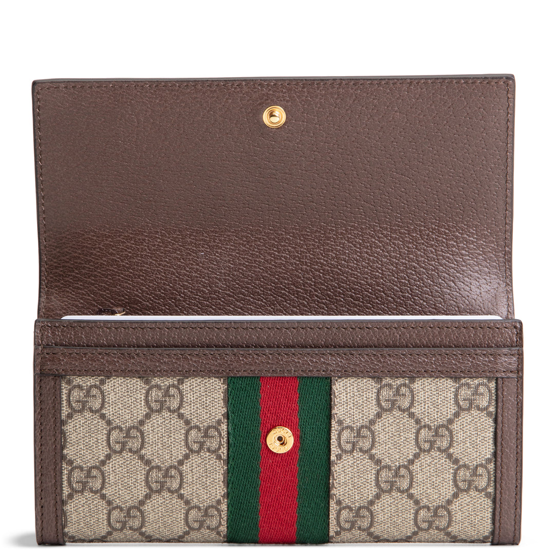 GUCCI GG Supreme Ophidia Wallet Continental Trifold - Brown