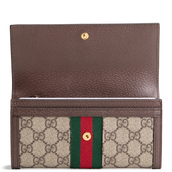 GUCCI GG Supreme Ophidia Wallet Continental Trifold - Brown