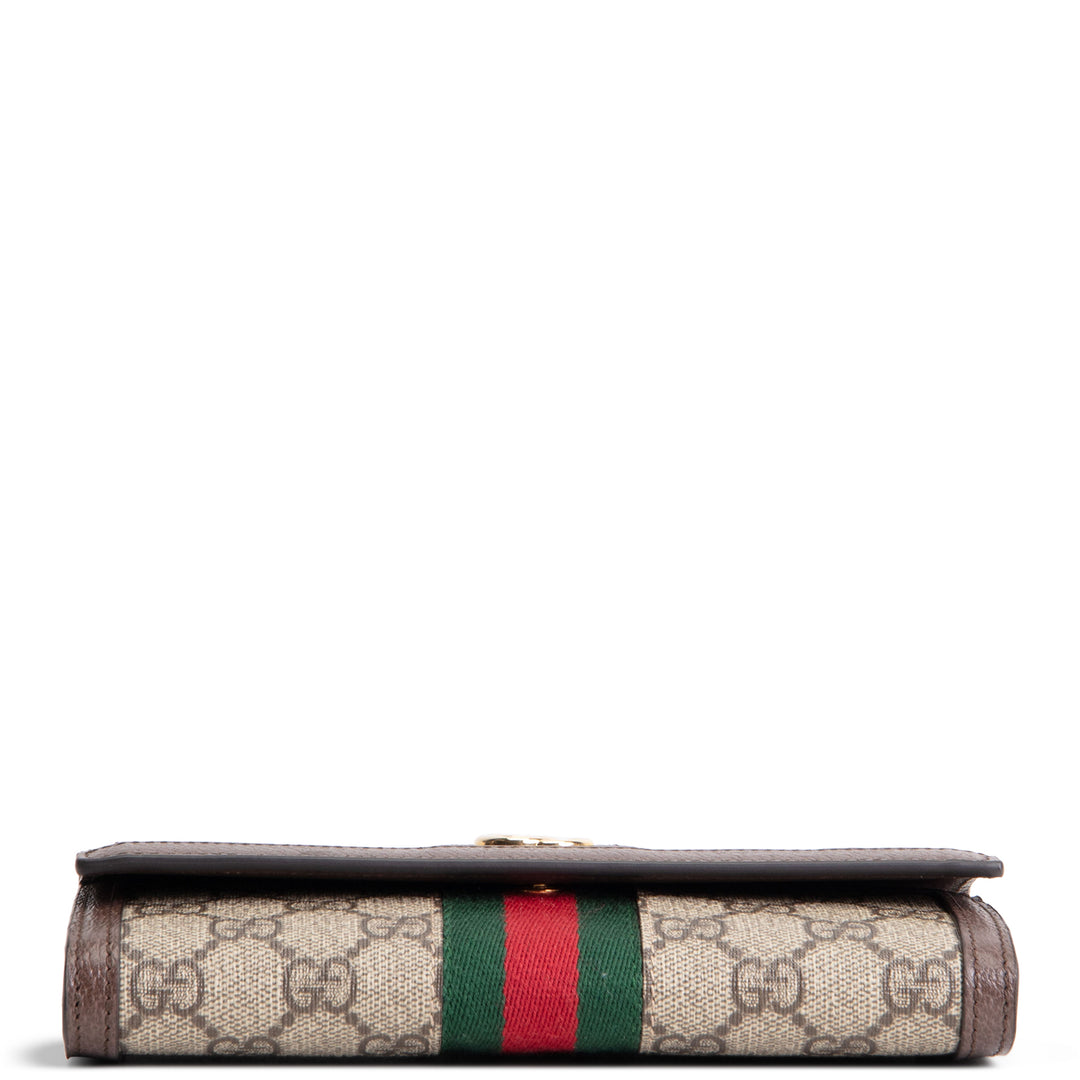 GUCCI GG Supreme Ophidia Wallet Continental Trifold - Brown