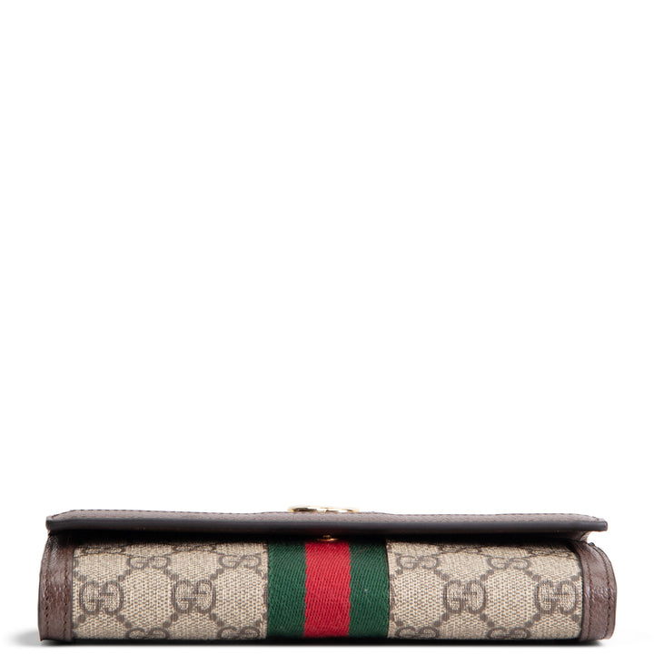 GUCCI GG Supreme Ophidia Wallet Continental Trifold - Brown