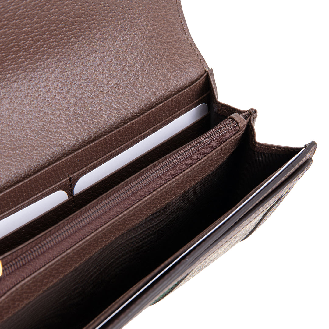 GUCCI GG Supreme Ophidia Wallet Continental Trifold - Brown
