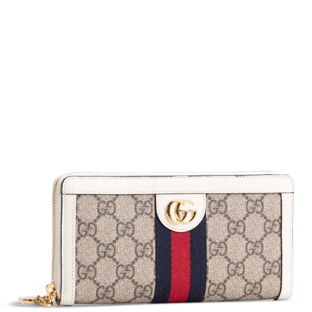 GUCCI Ophidia GG Supreme Zip Around Wallet - Ivory