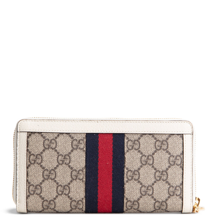 GUCCI Ophidia GG Supreme Zip Around Wallet - Ivory