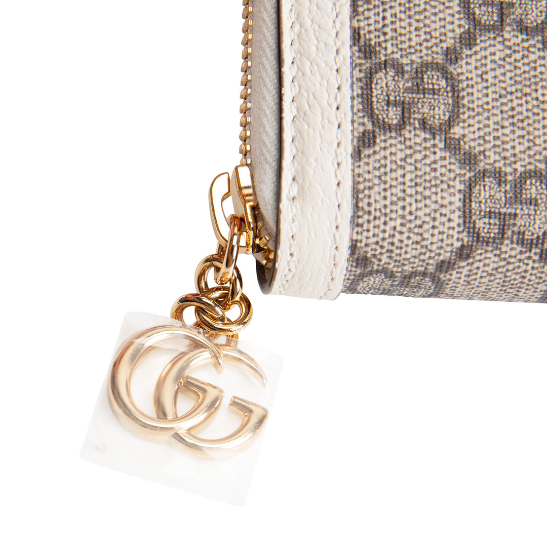 GUCCI Ophidia GG Supreme Zip Around Wallet - Ivory