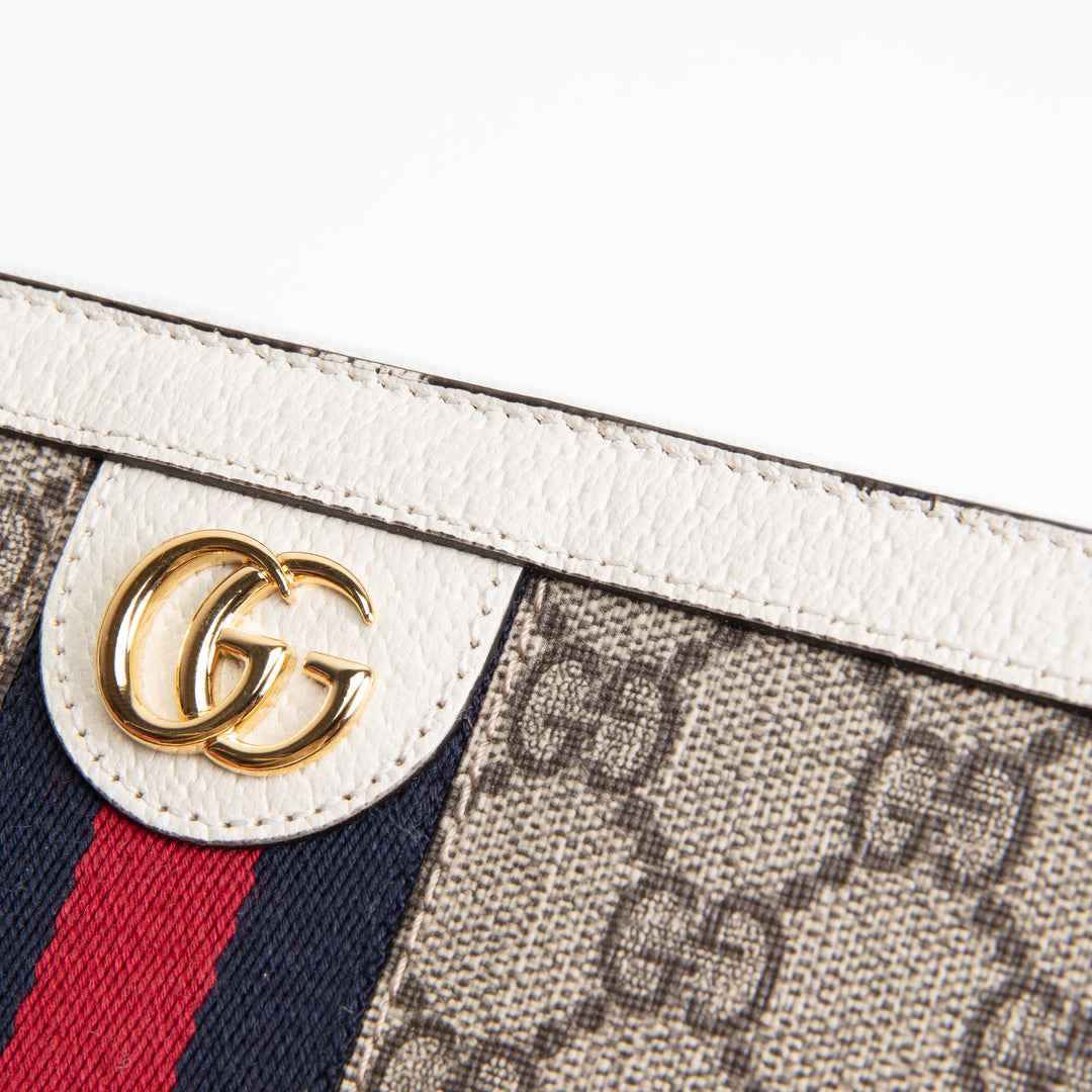 GUCCI Ophidia GG Supreme Zip Around Wallet - Ivory