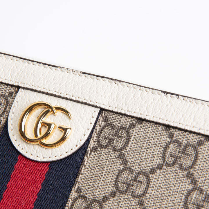 GUCCI Ophidia GG Supreme Zip Around Wallet - Ivory