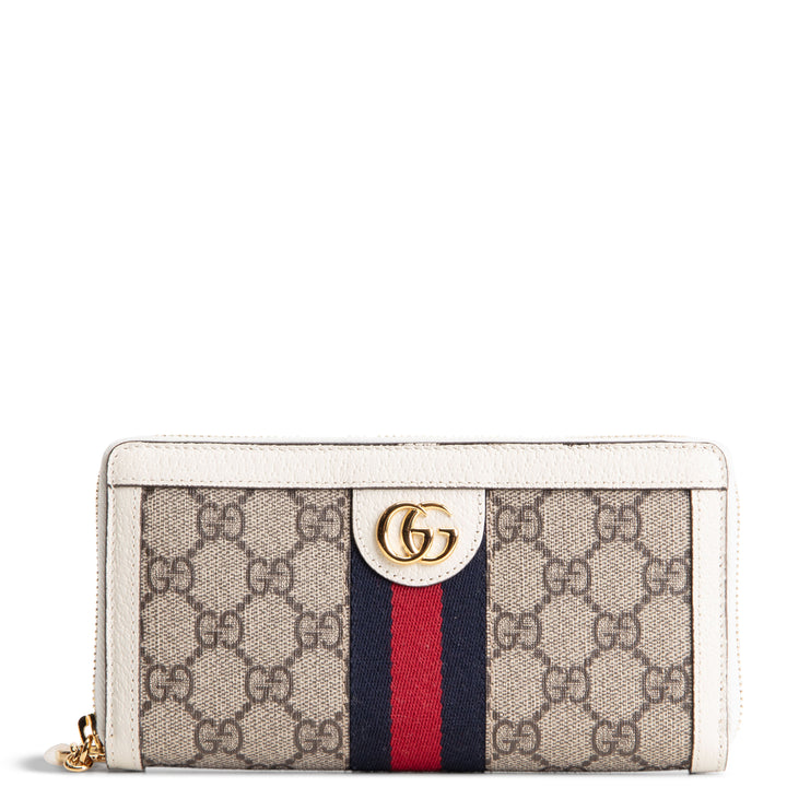 GUCCI Ophidia GG Supreme Zip Around Wallet - Ivory