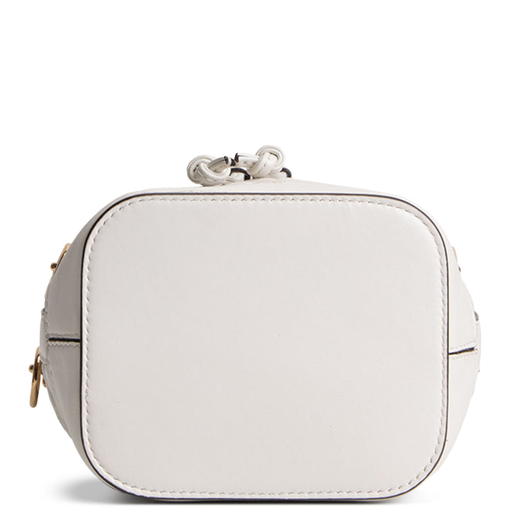 Fendi Vitello Liberty F Embossed Mini Mon Tresor Bucket Bag - White