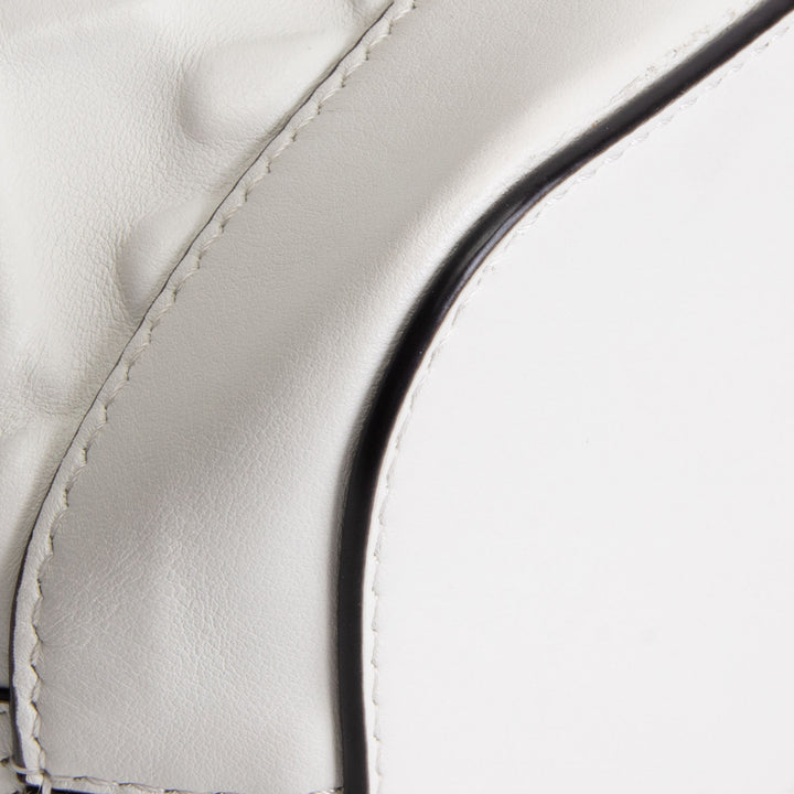 Fendi Vitello Liberty F Embossed Mini Mon Tresor Bucket Bag - White