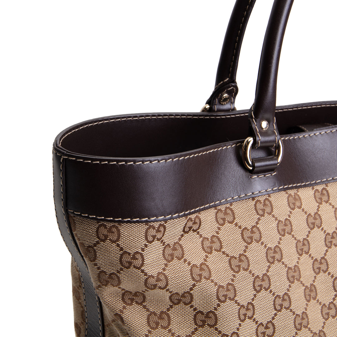 GUCCI GG Canvas Lovely Heart Tote - Beige & Ebony
