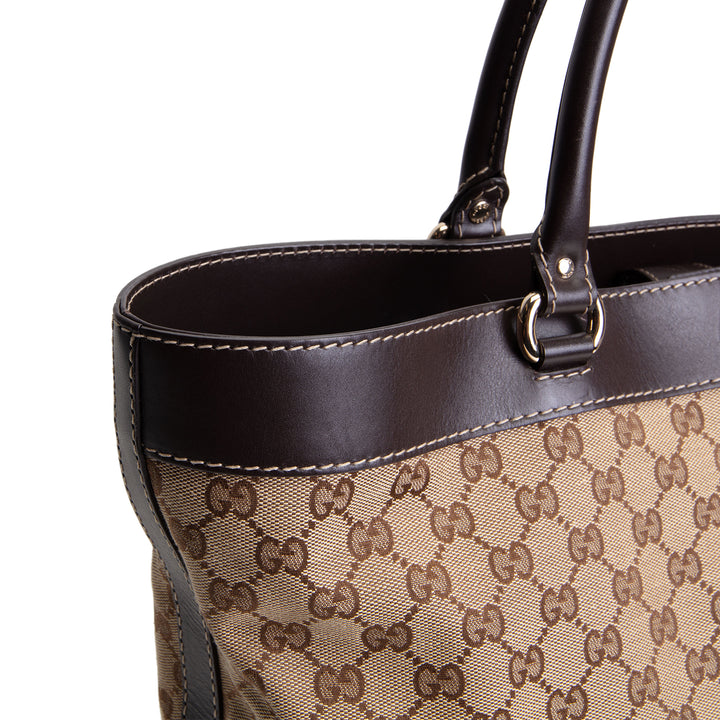 GUCCI GG Canvas Lovely Heart Tote - Beige & Ebony