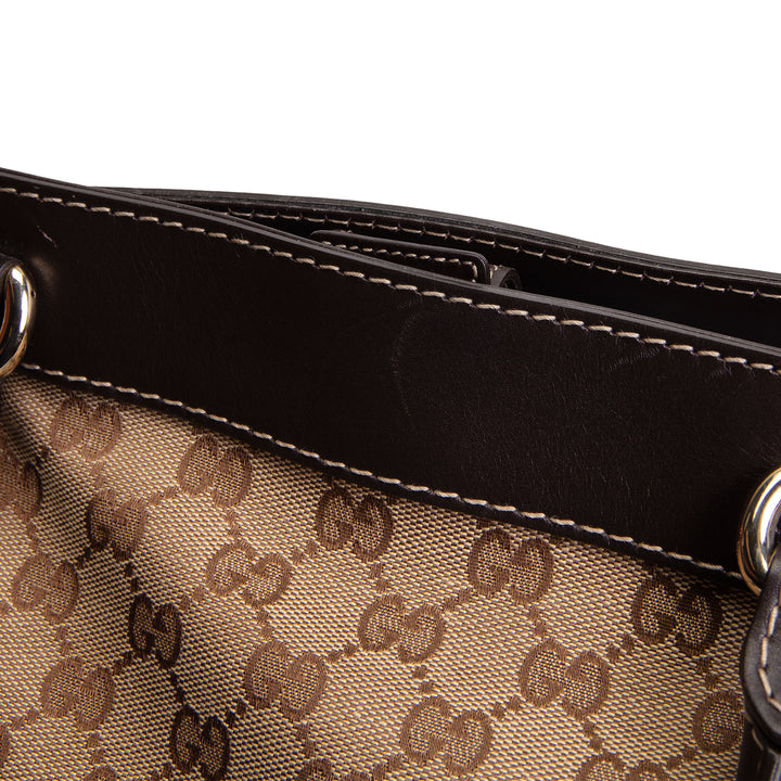 GUCCI GG Canvas Lovely Heart Tote - Beige & Ebony