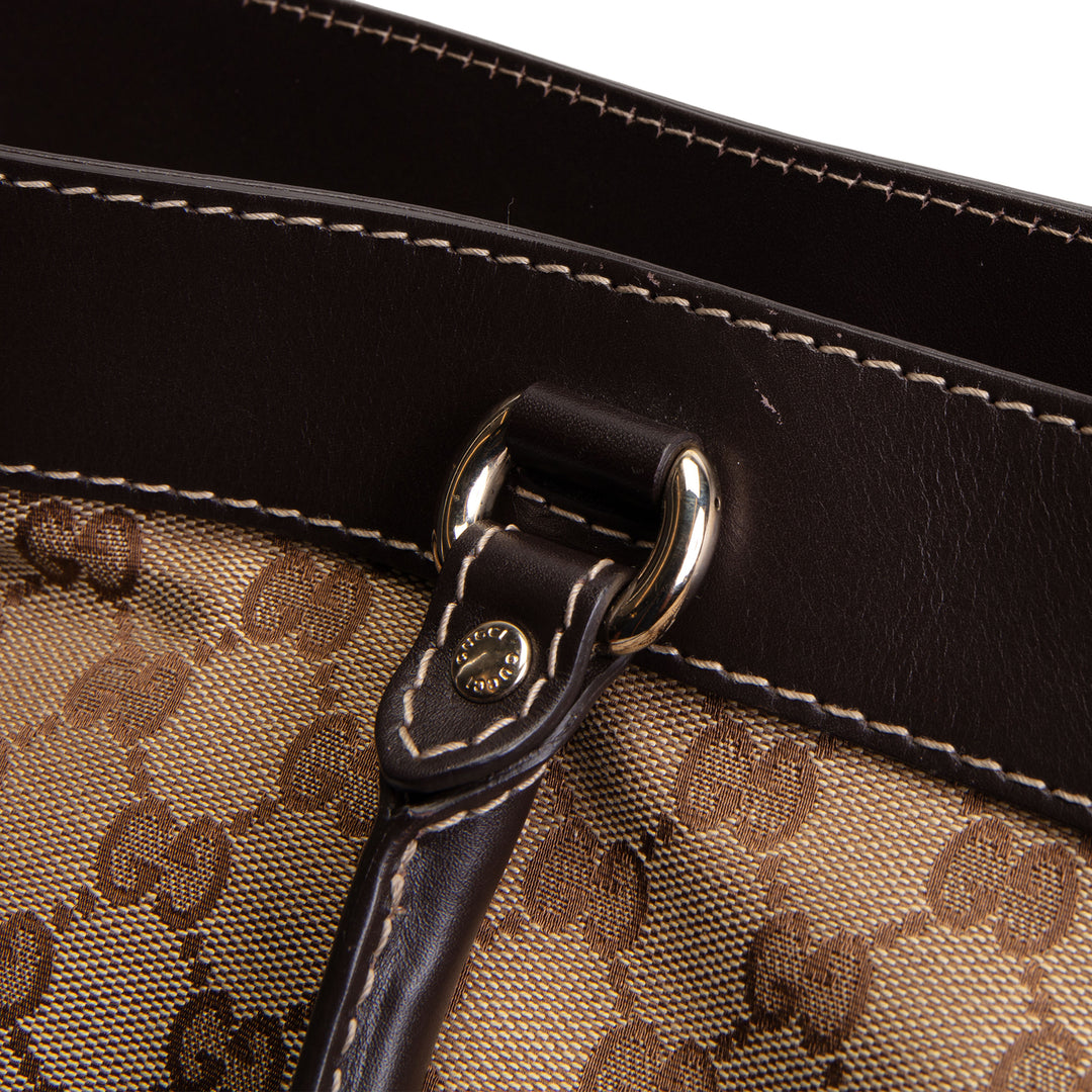GUCCI GG Canvas Lovely Heart Tote - Beige & Ebony