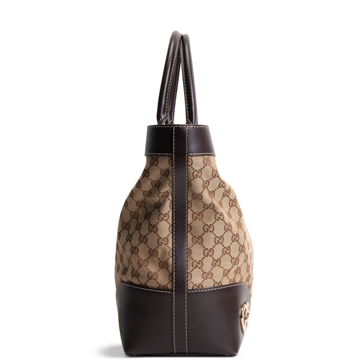 GUCCI GG Canvas Lovely Heart Tote - Beige & Ebony