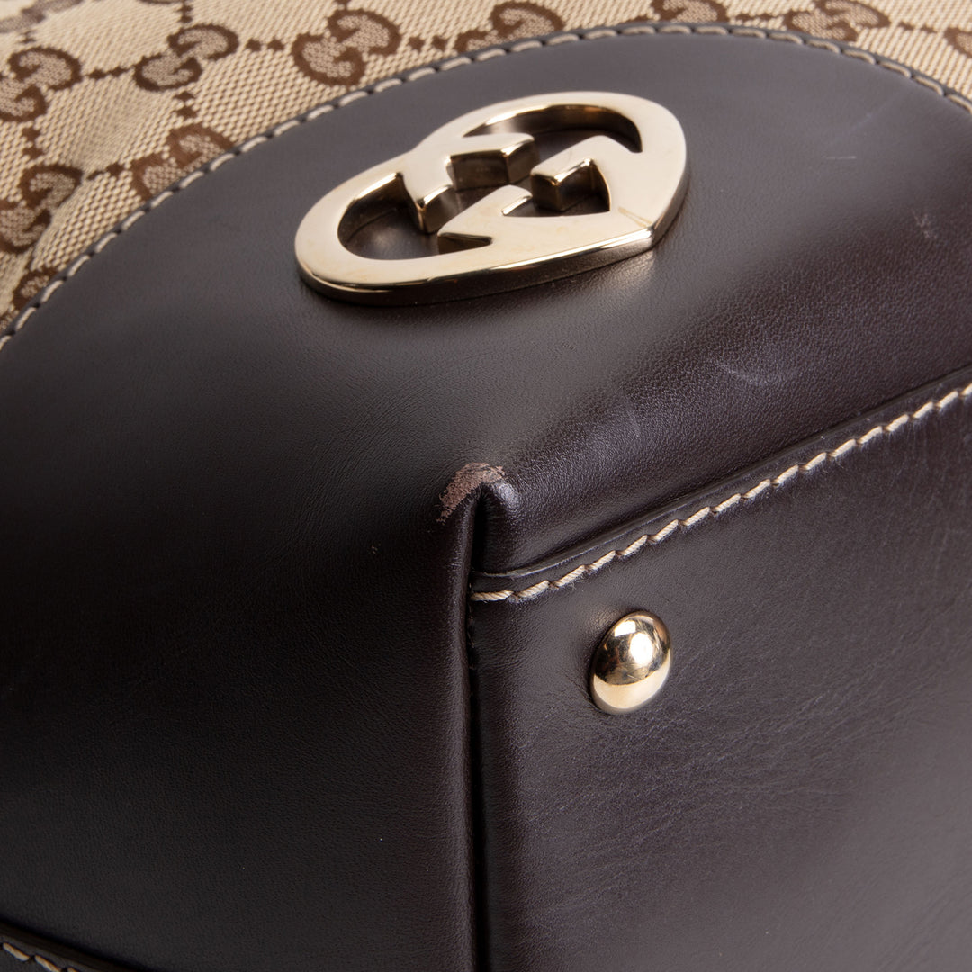 GUCCI GG Canvas Lovely Heart Tote - Beige & Ebony