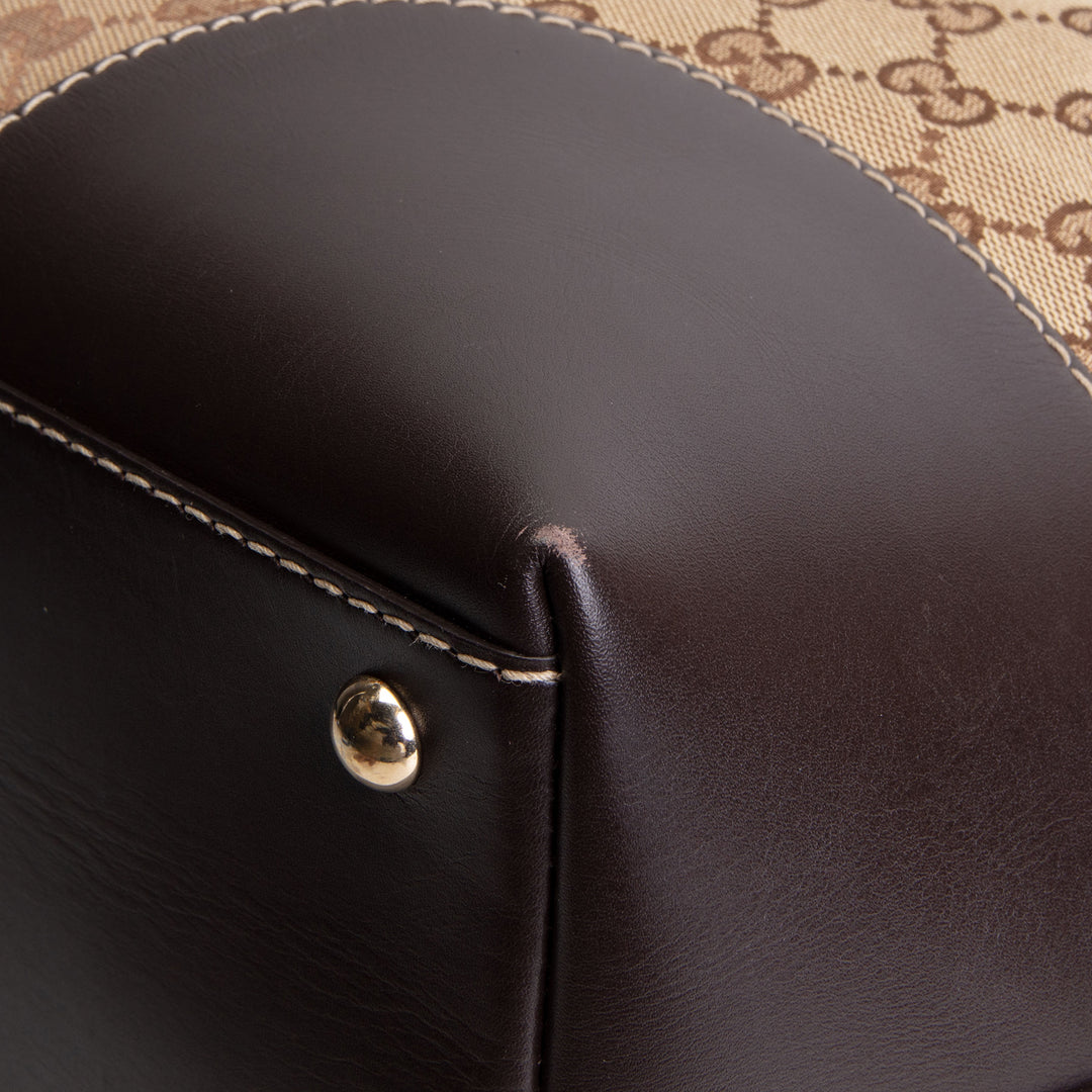GUCCI GG Canvas Lovely Heart Tote - Beige & Ebony