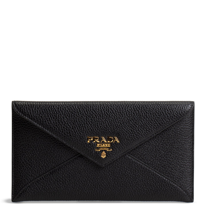 PRADA Pebbled Leather Envelope Pouch