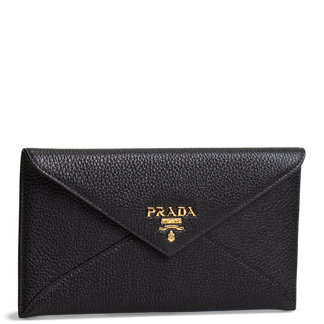 PRADA Pebbled Leather Envelope Pouch
