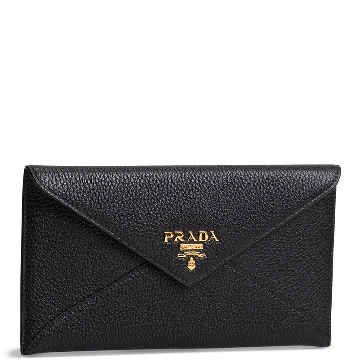 PRADA Pebbled Leather Envelope Pouch
