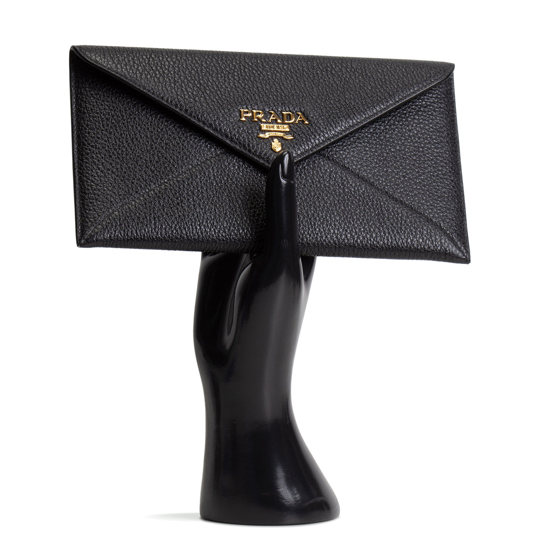 PRADA Pebbled Leather Envelope Pouch