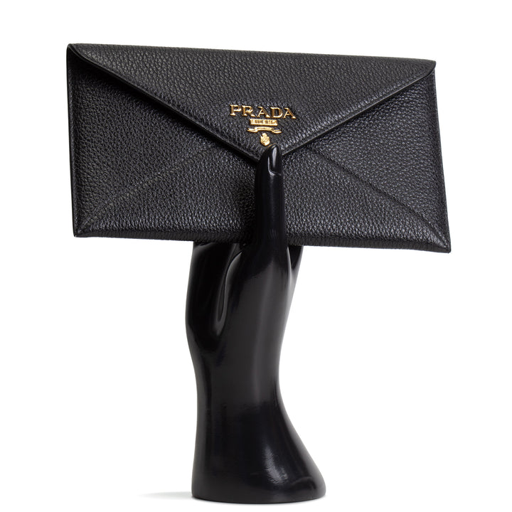 PRADA Pebbled Leather Envelope Pouch